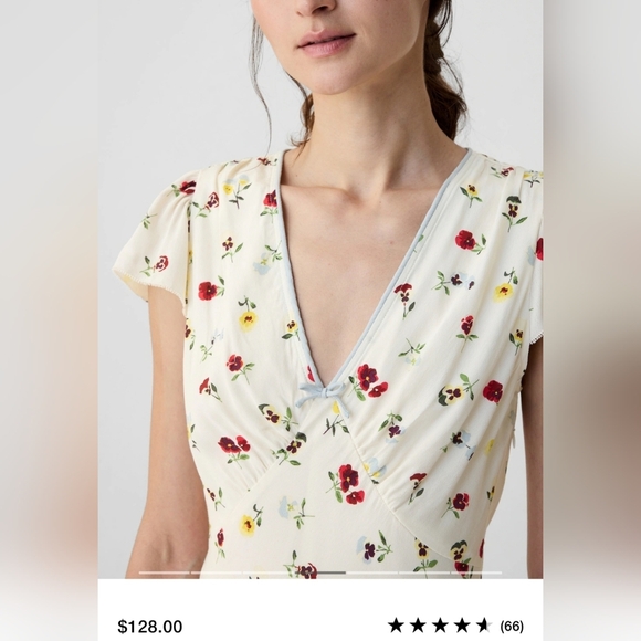 Gap x Doen Floral Midi Dress with Cap Sleeves size XL - Picture 3 of 11